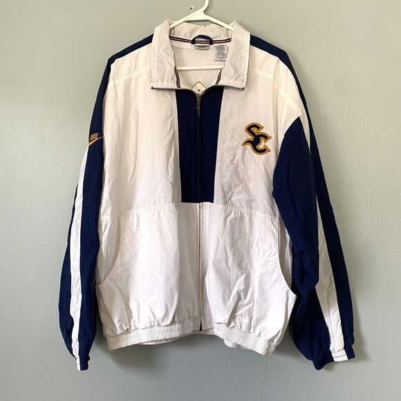 Nike VINTAGE Jacket Large White Zip Up Supreme Court Tennis Windbreaker 90s